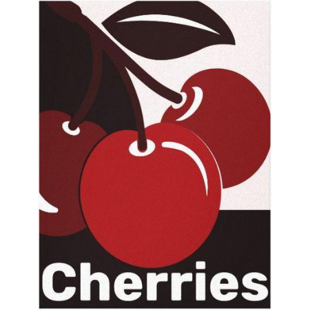 The cherry wall art is a perfect kitchen wall decor. It shows the tempting red stone fruit as a modern fruit print on canvas or as a poster. The colors depict the traditional red and allow customization. 
