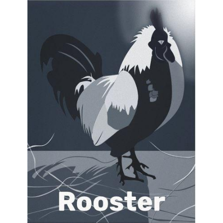 midnight blue kitchen decor, rooster at full-moon, canvas print