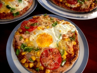 Breakfast pizza with egg