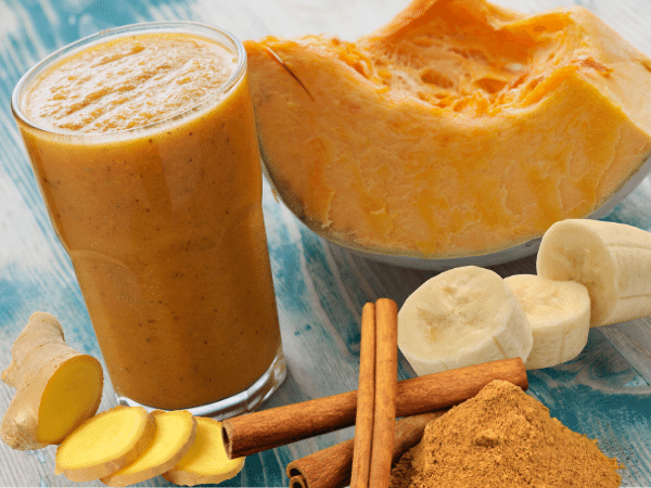 Pumpkin and banana recipe, spiced up with ginger and cinamon