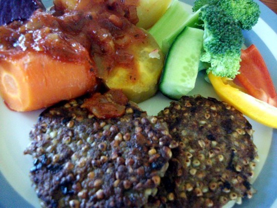The hamburger patties recipe is quite versatile. Serve themwith steamed and raw vegetables topped with a tomato sauce or between a bun to fills a lunchbox. 