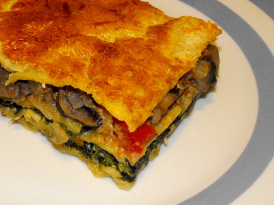 spinach, mushroom, tomato - vegetarian lasagna