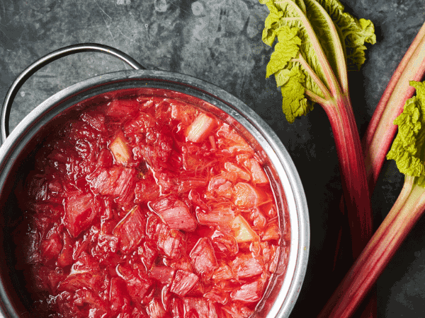 The basic rhubarb sauce, with its sweet and tangy taste, is one of the many spring-flavours.  It is perfect by itself or topping a warm sweet pie.