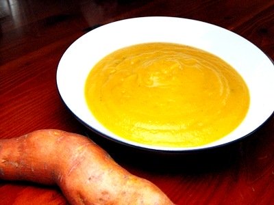 The rosemary and maple syrup flavour give the sweet potato soup recipe an exciting herbal quality.