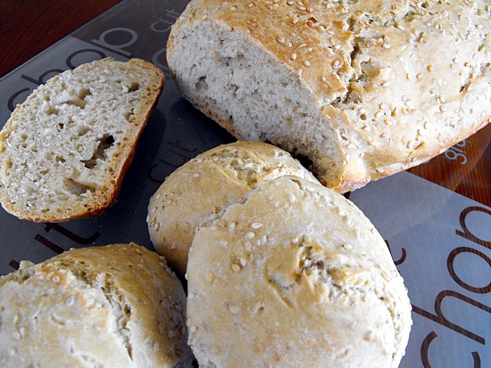 A loaf of freshly homemade yeast bread for breakfast is delicious. When the smell still lingers in the air and the butter melts on the bread topped by the aromatic sweetnes of honey.