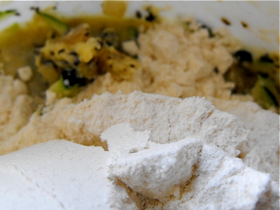 Step 4 - Fold the flour with the baking powder into the mix, then spoon the dough into your loaf form