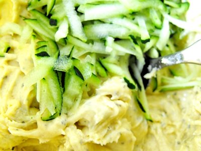 SStep 3 - fold under the shredded zucchini